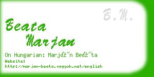 beata marjan business card